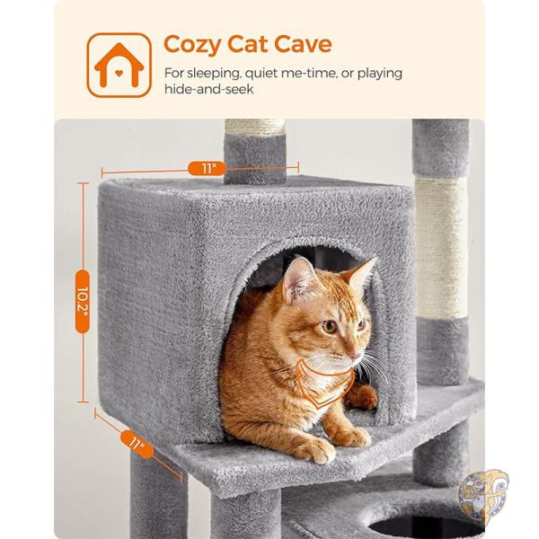 キャットツリー 屋内猫用 155cmキャットタワー ポンポン 2 個付き 猫タワー アメリカ輸入 PCT192W01 FEANDREA
