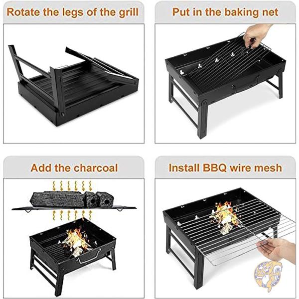 バーベキューグリル 炭火焼きグリル 折りたたみ式 ポータブル BBQ アウトドア調理 キャンプ LE AGM