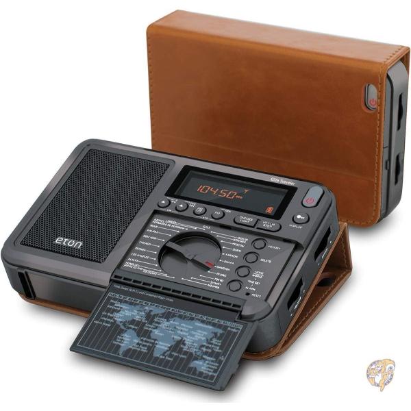 Eton Elite Traveler AM/FM/LW/ショートウェーブラジオ RDS & カスタムレザーキャリーカバー付き 送料無料