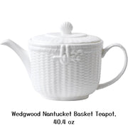 ウェッジウッド ナンタケットバスケット ティーポット Wedgwood Nantucket Basket Teapot 40.4 oz 約1195ml White ティーポット アメリカ輸入品