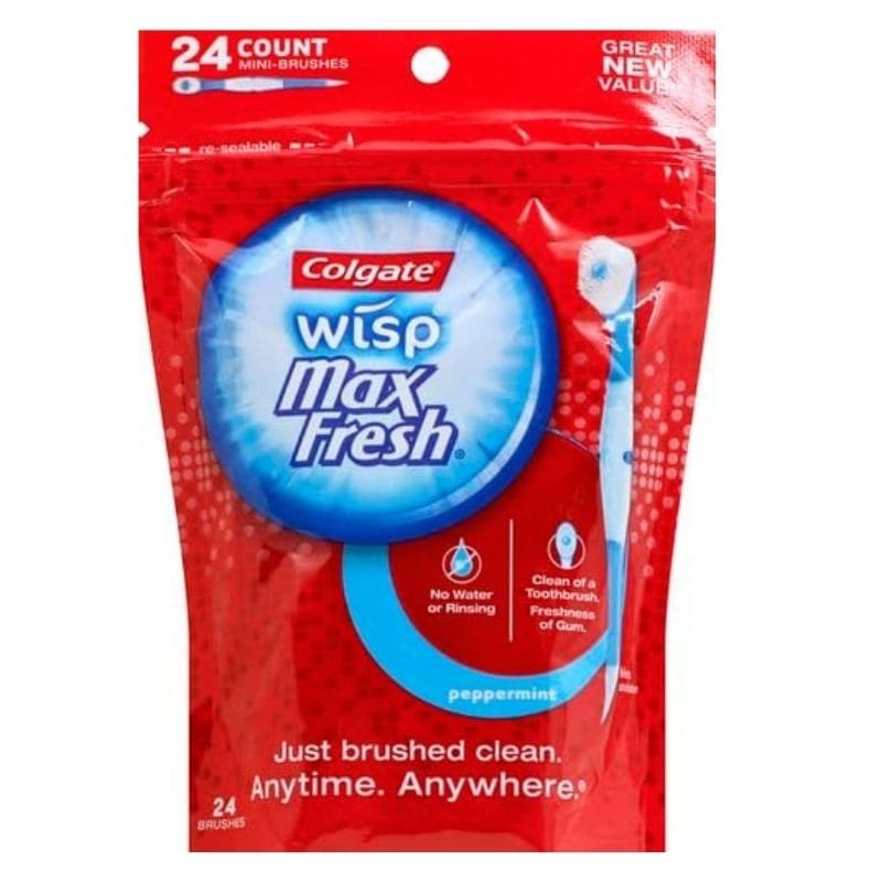 歯磨き粉不要!コルゲート ミニ歯ブラシ Colgate Max Fresh Wisp 携帯用 4袋セット持ち運び使い捨て歯ブラシ
