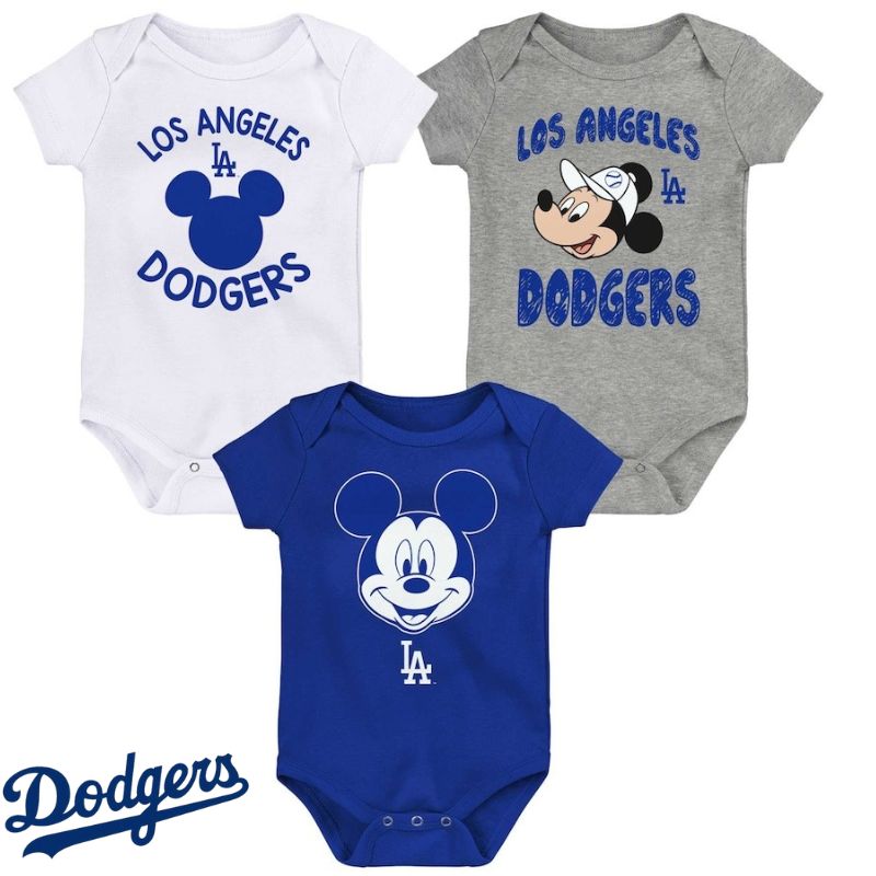 ミッキーマウス ロサンゼルスドジャース ベビー服 3セット ディズニー MLB公式 Los Angeles Dodgers 出産祝い 野球