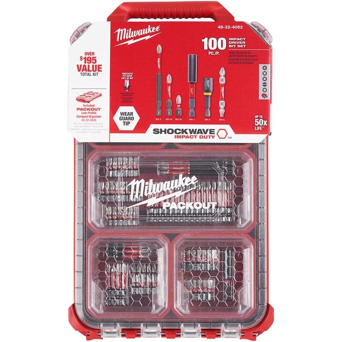 Milwaukee Shockwave インパクトドライバービットセット パックアウト 100個