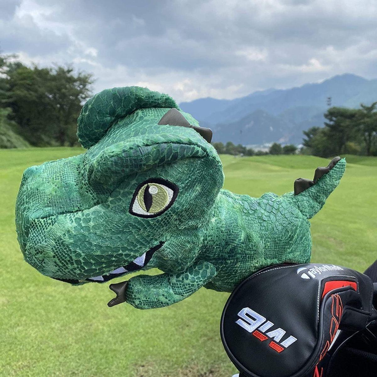 dinofactory T-Rex ゴルフヘッドカバー 恐竜ドライバーヘッドカバー (グリーン)