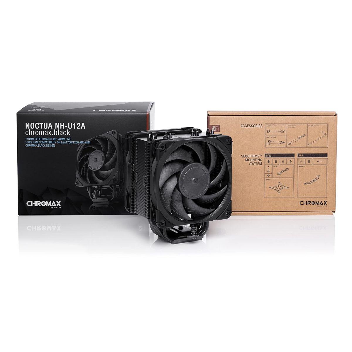 Noctua NH-U12A chromax.black, 120mm シングルタワー CPUクーラー (ブラック)