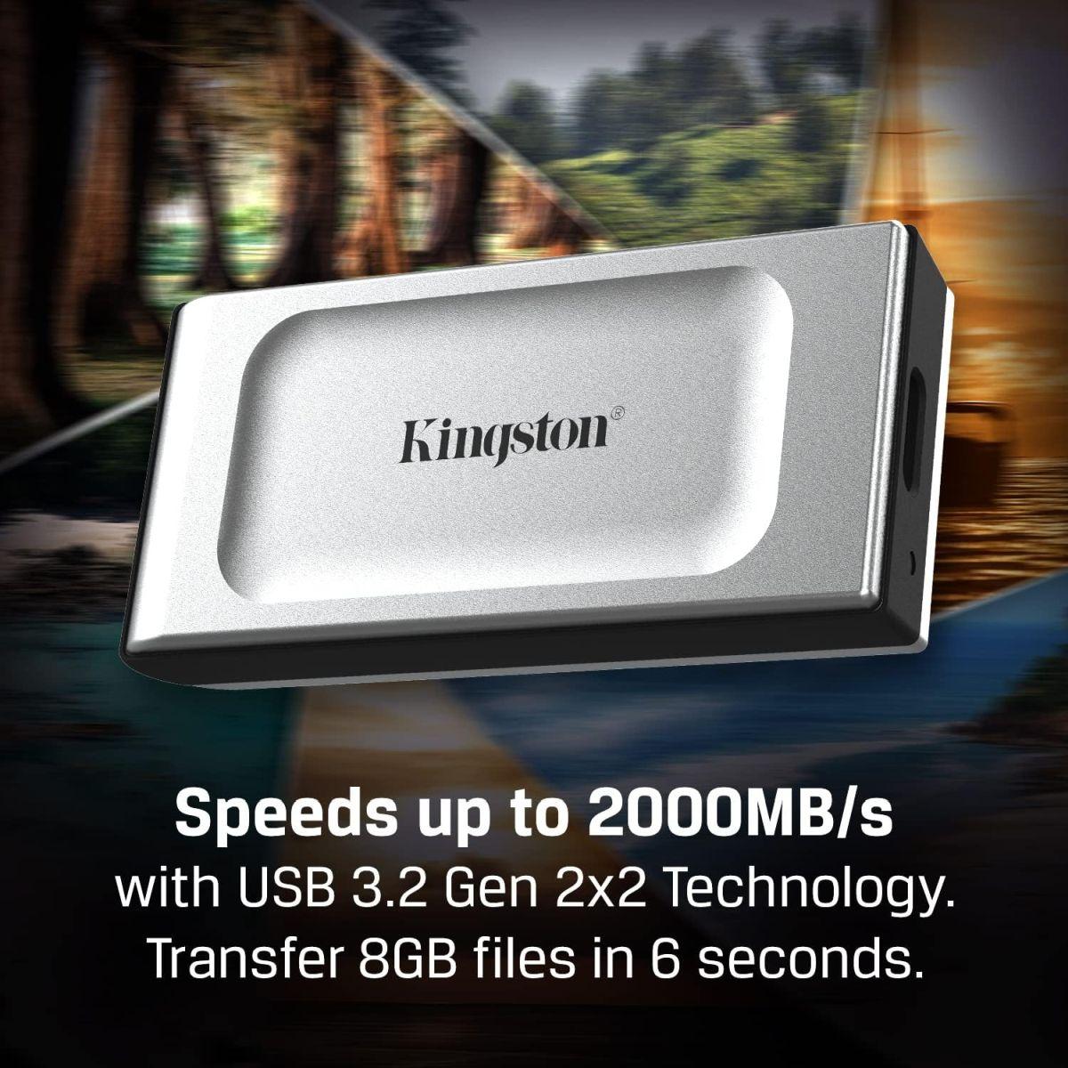 キングストン 外付け SSD 1000GB 1TB USB3.2 Gen2x2 読出最大2000MB/秒 防滴防塵 耐衝撃 ポータブル SXS2000/1000G 1000GB (1TB)