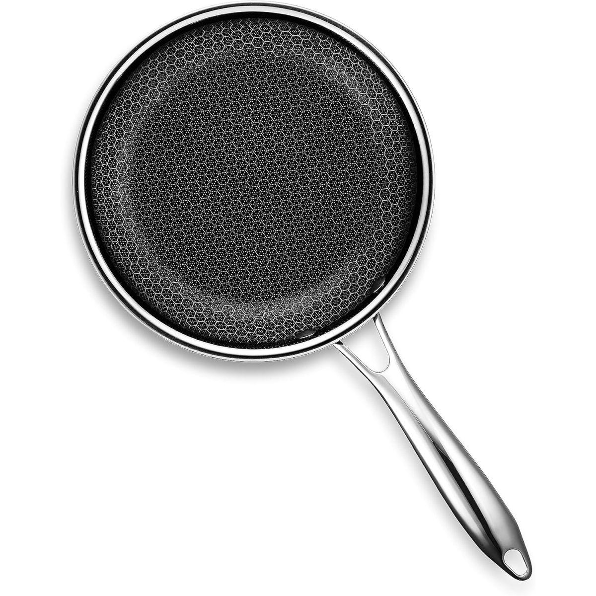 HexClad ハイブリッド ノンスティックフライパン【20cm】 、強化ガラス蓋付き、食洗器OK、オーブン対応、IH対応、すべての加熱調理機器で使用可能