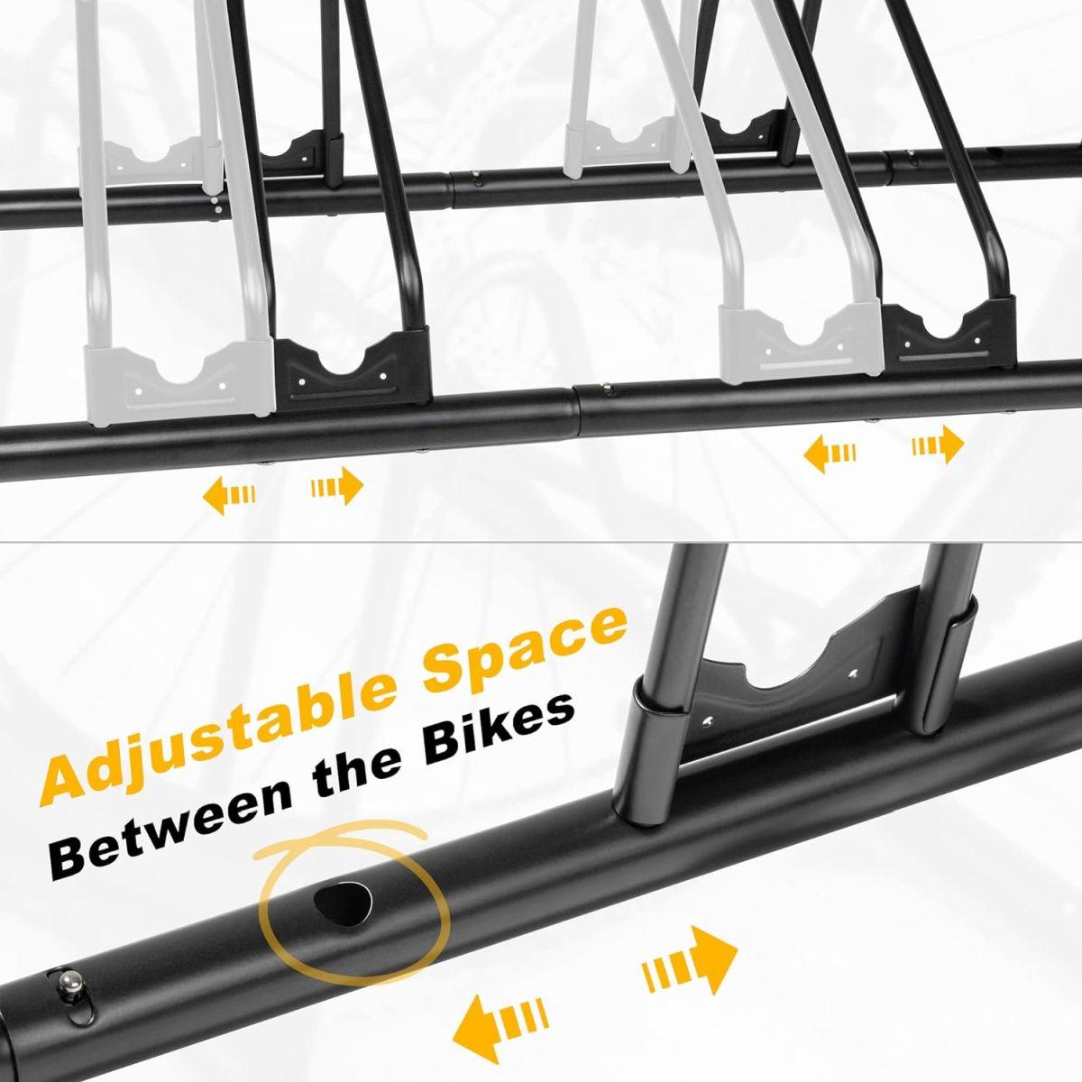CyclingDeal 自転車フロアタイプ 調節可能なパーキングラックスタンド - 5台用 - マウンテンマウンテンバイク&ロードバイク 屋内ガレージ収納