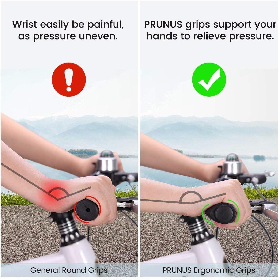 PRUNUS 自転車ハンドルバーグリップ ゴム製人間工学滑り止め自転車ハンドルバーグリップ MTBマウンテンBMX用 (90mm+130mm)
