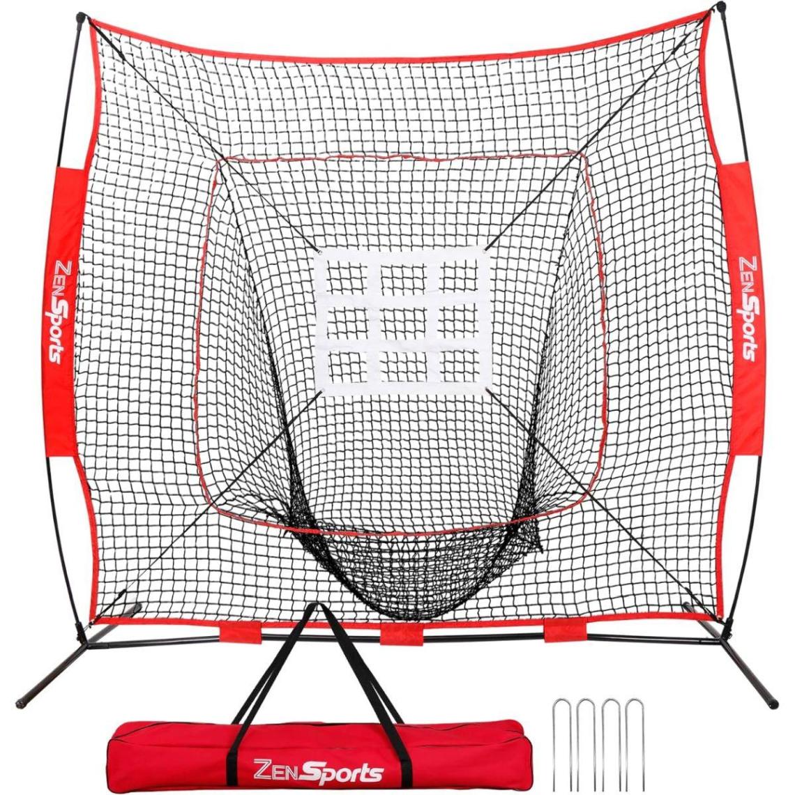 ZENY(ゼニー)7×7フィート 野球ソフトボール練習ネット 打撃とピッチング バッティングフィールド用 野球キャッチネット ストライクゾーンターゲット付き