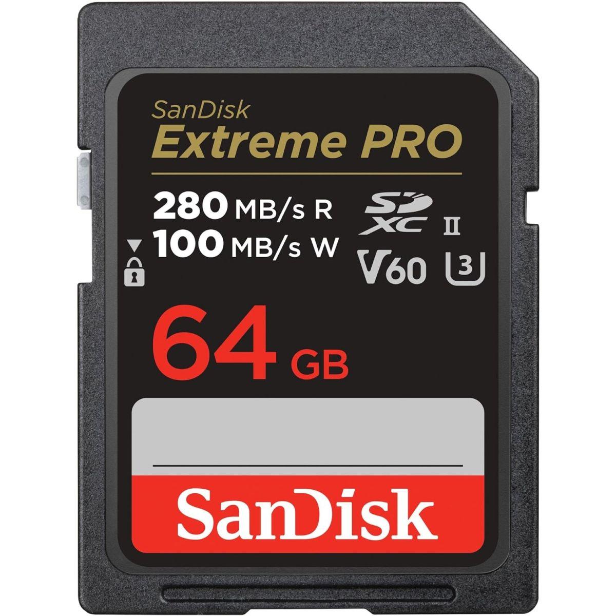 SanDisk (サンディスク) 64GB Extreme PRO SDXC カード 最大280MB/秒 UHS-II Class10 U3 V60