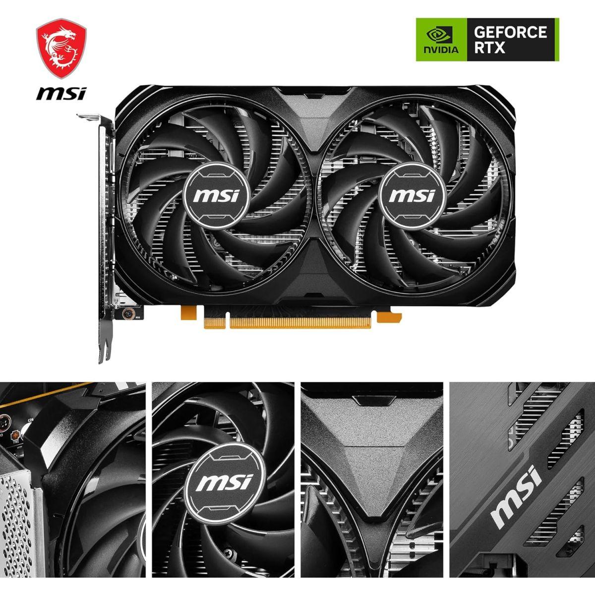 MSI GeForce RTX 4060 Ventus 2X ブラック 8G OC ゲーミンググラフィックカード - 8GB GDDR6X PCI Express Gen 4 128ビット 3X