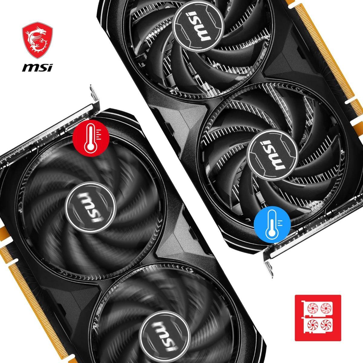 MSI GeForce RTX 4060 Ventus 2X ブラック 8G OC ゲーミンググラフィックカード - 8GB GDDR6X PCI Express Gen 4 128ビット 3X