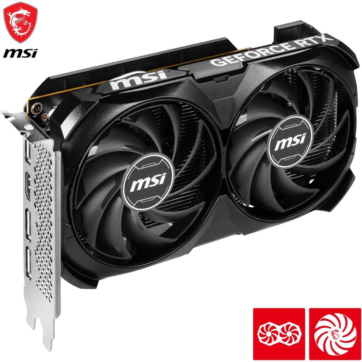 MSI GeForce RTX 4060 Ventus 2X ブラック 8G OC ゲーミンググラフィックカード - 8GB GDDR6X PCI Express Gen 4 128ビット 3X