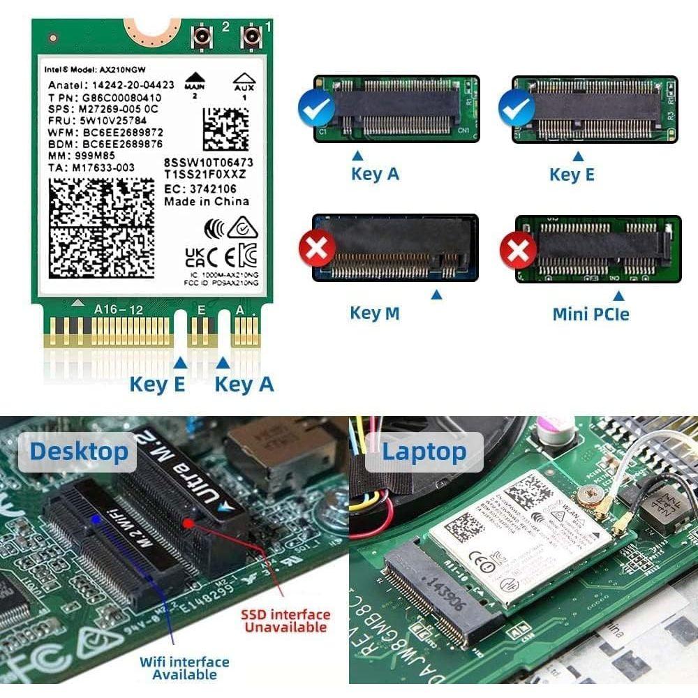 Intel AX210 IEEE 802.11ax Bluetooth 5.2 トライバンド Wi-Fi/Bluetoothコンボアダプター ノートブック用