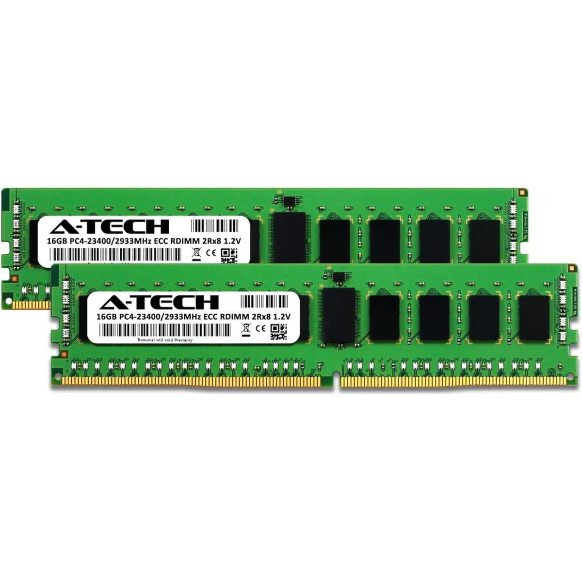 A-Tech 32GB キット (2x16GB) DDR4 2933MHz PC4-23400 ECC RDIMM 2Rx8 1.2V デュアルランク ECC 登録済み DIMM 288ピン