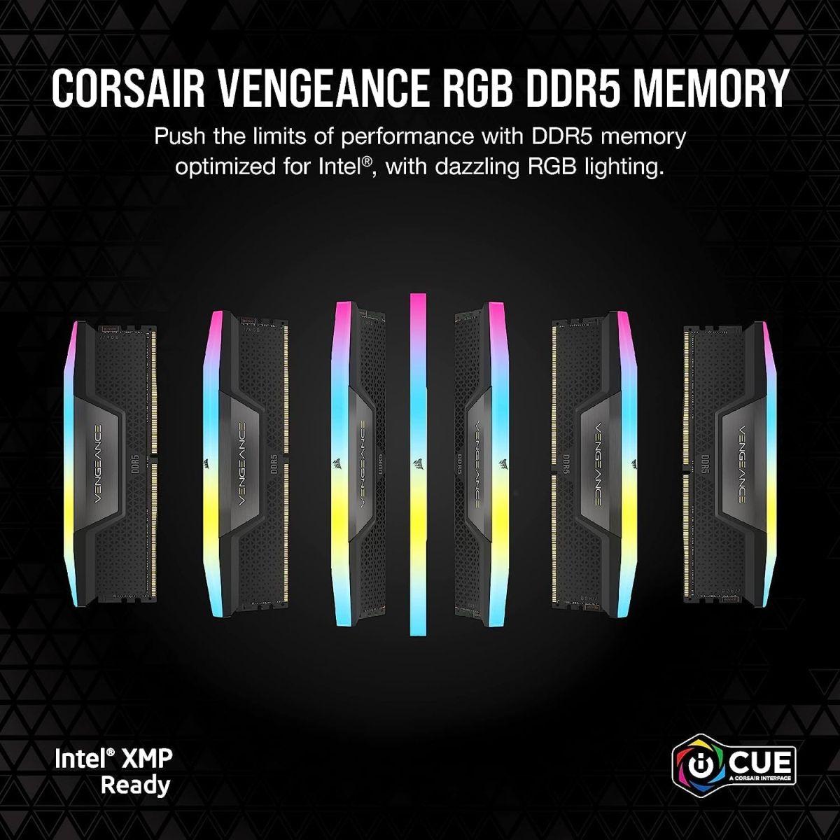 Corsair DDR5 デスクトップPC用メモリ 7200MT/s 32GB(16GBx2) UDIMM 34-44-44-96 XMP 3.0 VENGEANCE RGB Black 1.45V CMH32GX5M2X7200C34