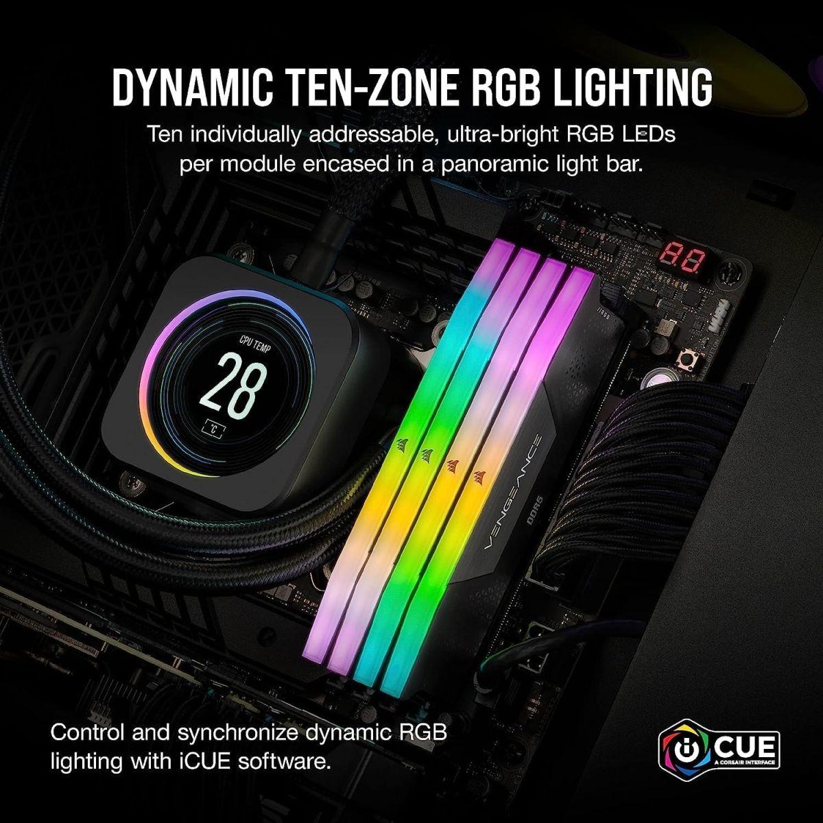Corsair DDR5 デスクトップPC用メモリ 7200MT/s 32GB(16GBx2) UDIMM 34-44-44-96 XMP 3.0 VENGEANCE RGB Black 1.45V CMH32GX5M2X7200C34