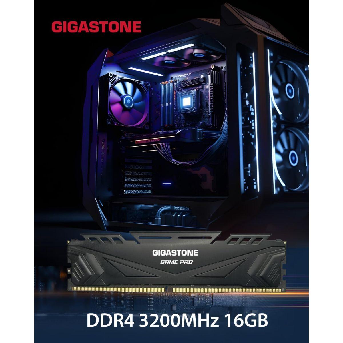 【メモリ DDR4】 Gigastone ブラック Game Pro デスクトップPC用メモリ DDR4 16GBx2枚 (32GB) DDR4-3200MHz PC4-25600 CL16