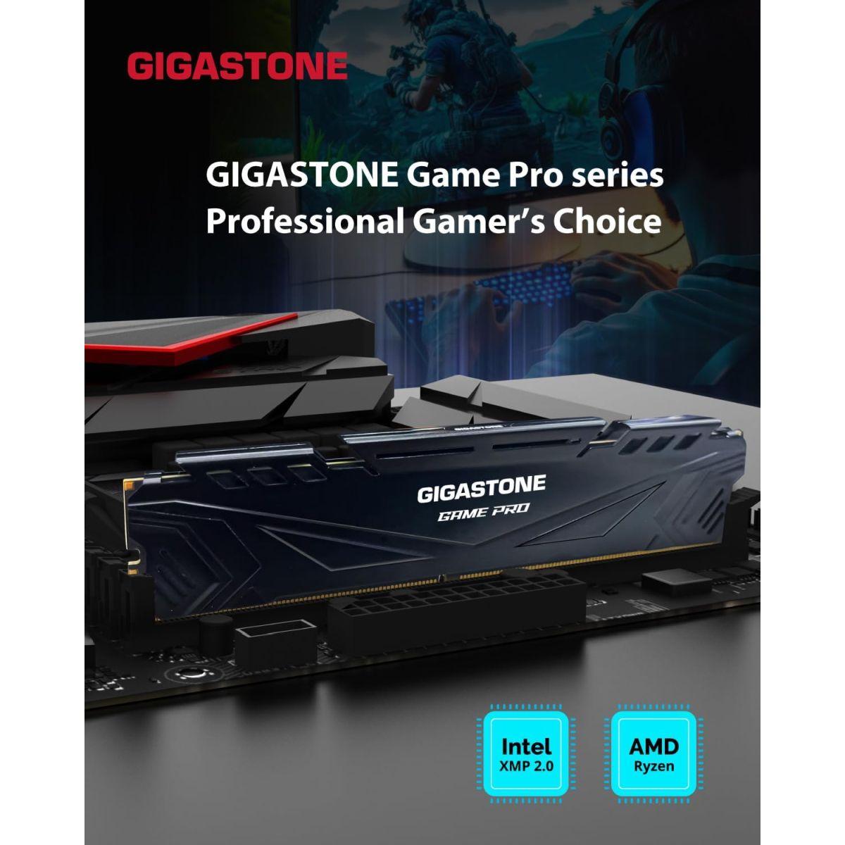 【メモリ DDR4】 Gigastone ブラック Game Pro デスクトップPC用メモリ DDR4 16GBx2枚 (32GB) DDR4-3200MHz PC4-25600 CL16