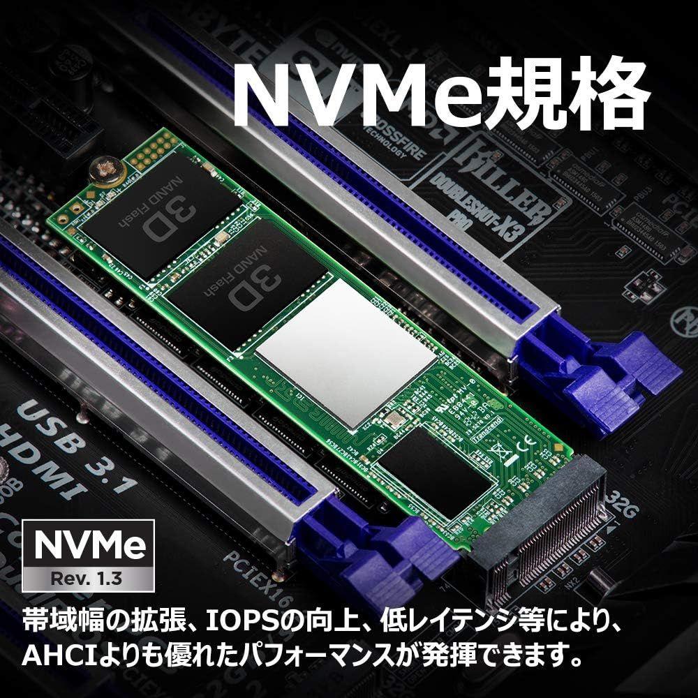 トランセンドジャパン Transcend PCIe M.2 SSD (2280) 2TB NVMe PCIe Gen3 x4 3D TLC採用 DRAMキャッシュ搭載 TS2TMTE220S