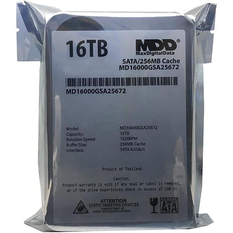 MaxDigitalData (MD16000GSA25672) 16TB 7200RPM SATA 6Gb/s 256MB キャッシュ 3.5インチ 内蔵デスクトップハードドライブ