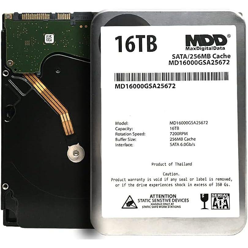 MaxDigitalData (MD16000GSA25672) 16TB 7200RPM SATA 6Gb/s 256MB キャッシュ 3.5インチ 内蔵デスクトップハードドライブ