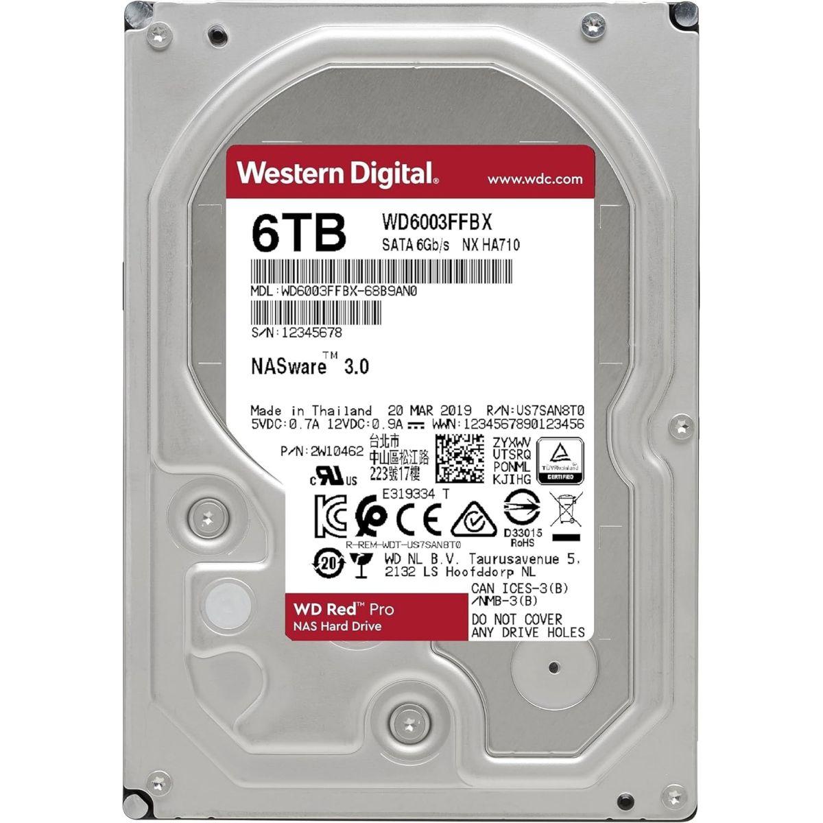 WD HDD 内蔵ハードディスク 3.5インチ 6TB WD Red Pro NAS用 WD6003FFBX SATA3.0 7200rpm 256MB