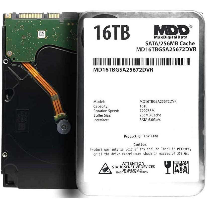 MDD 16TB 7200RPM 256MB キャッシュ SATA 6.0Gb/s 3.5インチ 内蔵ハードドライブ 監視ストレージ用 (MD16TGSA25672DVR) (Renewed)