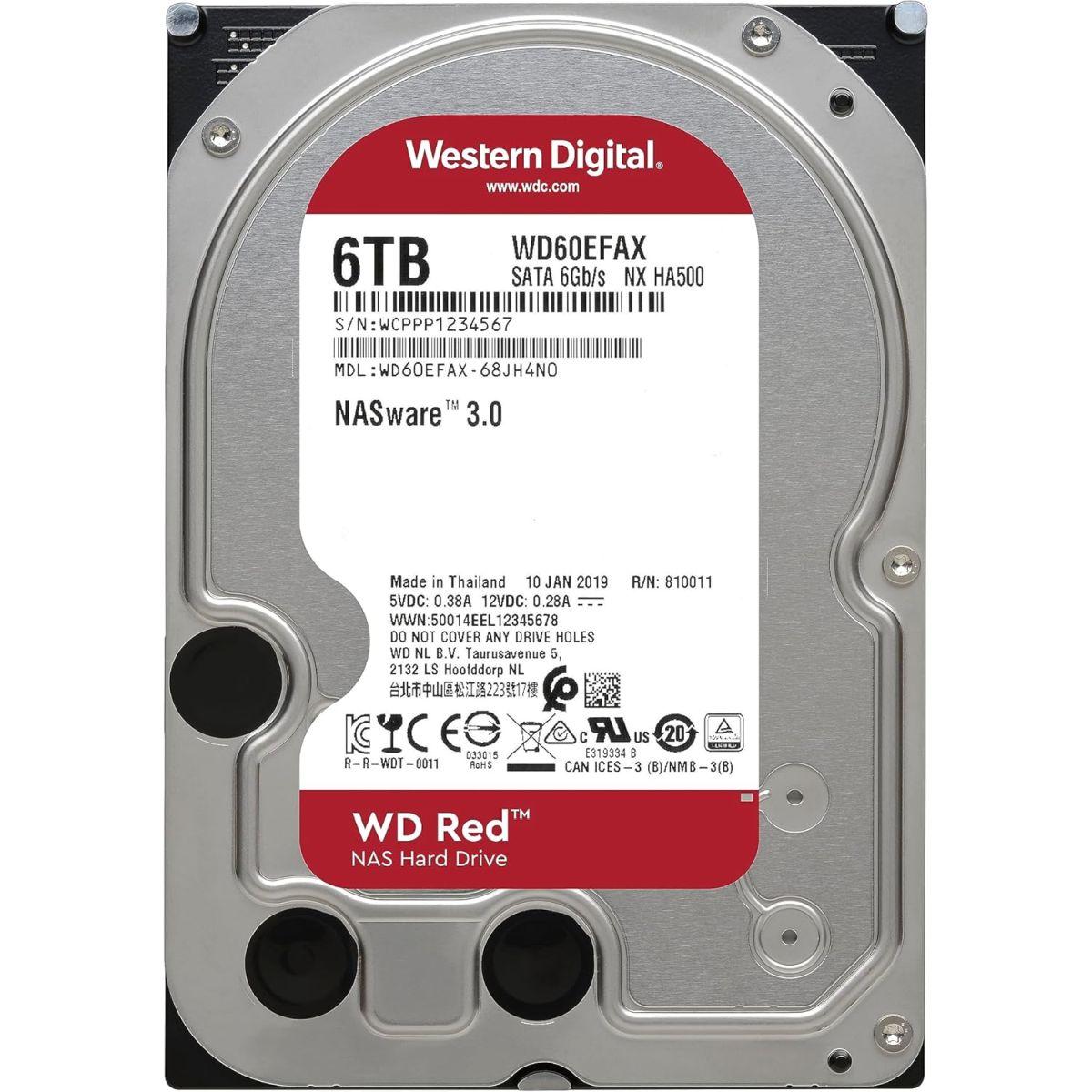 Western Digital HDD 6TB WD Red NAS RAID 3.5インチ 内蔵HDD WD60EFAX-RT 【国内正規代理店品】