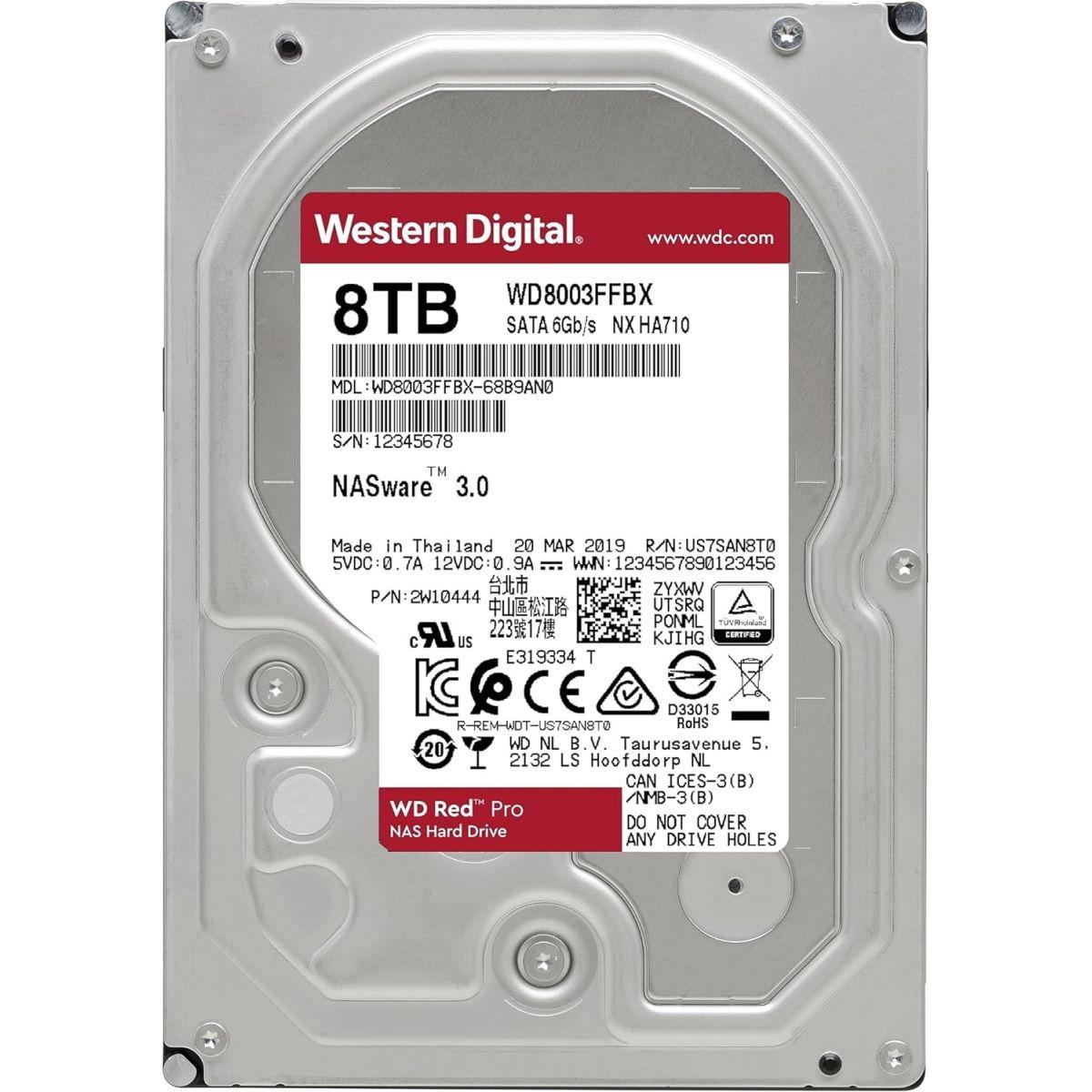 WD HDD 内蔵ハードディスク 3.5インチ 8TB WD Red Pro NAS用 WD8003FFBX SATA3.0 7200rpm 256MB
