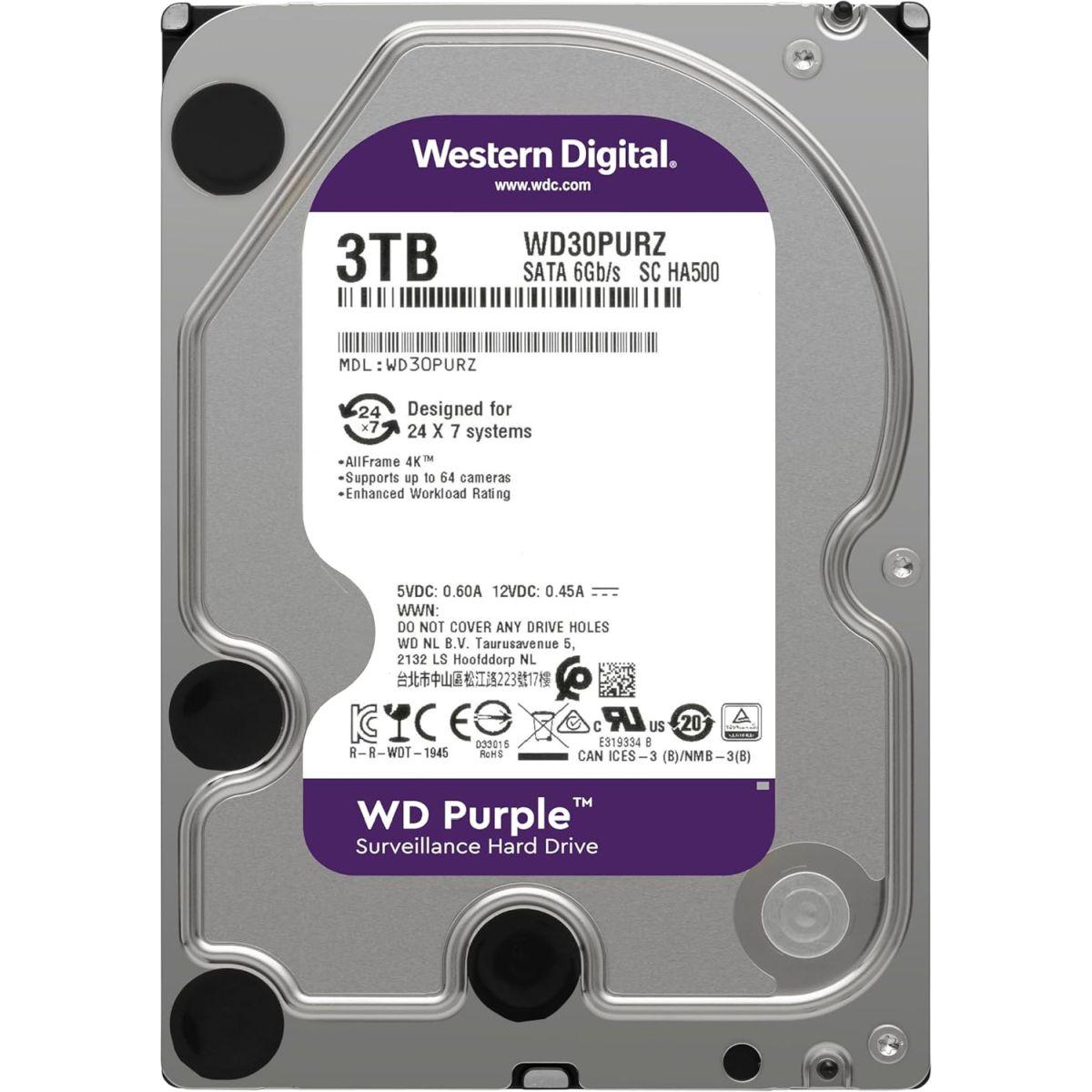Western Digital HDD 3TB WD Purple 監視システム 3.5インチ 内蔵HDD WD30PURZ