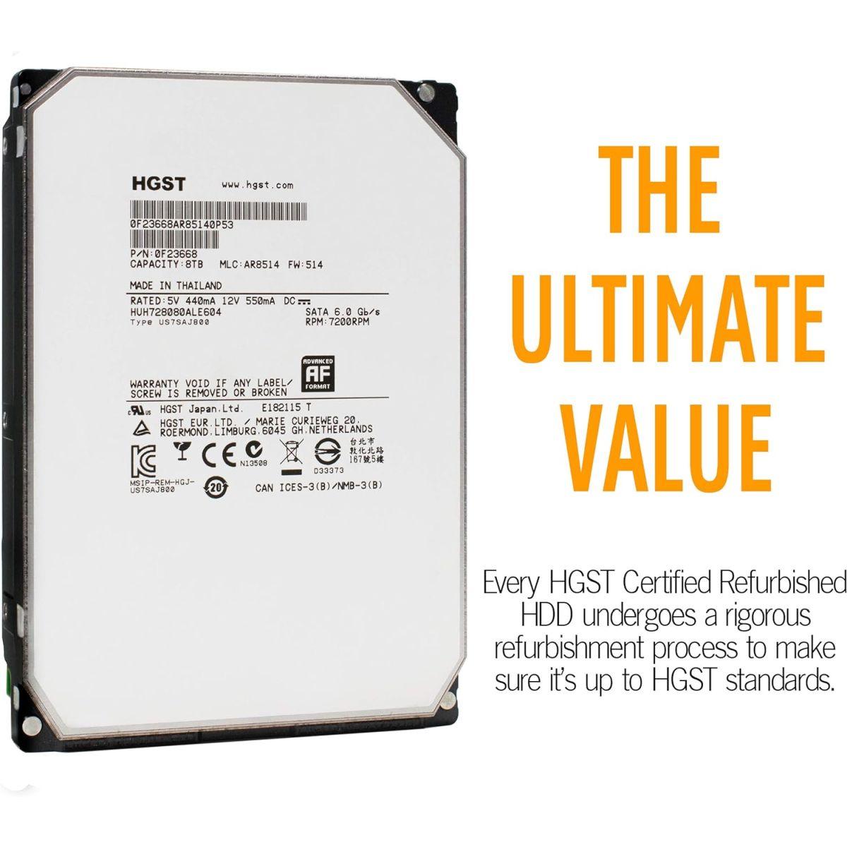 HGST (エイチジーエスティー) Ultrastar (ウルトラスター) He8 HDD HUH728080ALE604 8TB 7200RPM 128MBキャッシュ SATA 6.0Gb/s