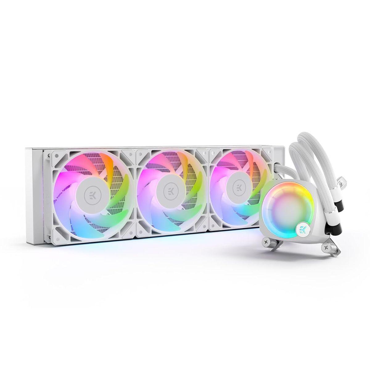 EKWB EK-Nucleus AIO CR360 Lux D-RGB - White オールインワン 簡易水冷 CPUクーラー FPTファン付き 120mmファン 最新のIntel & AMD CPUに対応 水冷コンピュータパーツ