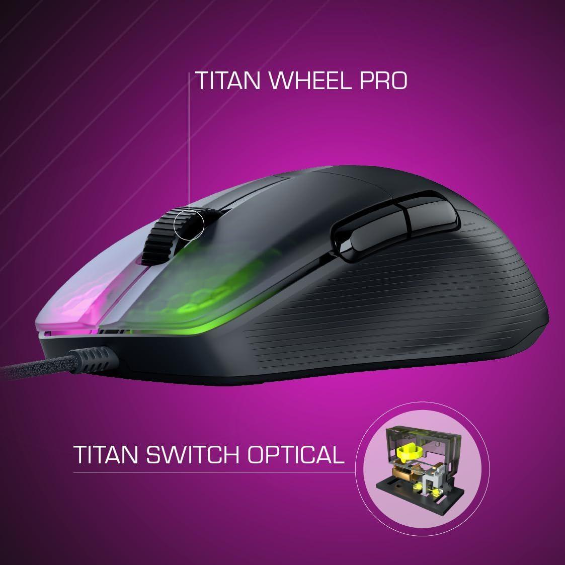 ROCCAT ゲーミングマウス Kone Pro 有線 ブラック/黒 光学式/19K/オプティカルスイッチ/サイドボタン/軽量66g/PTFE/Reflex/RGB ドイツデザイン 【日本正規代理店品】