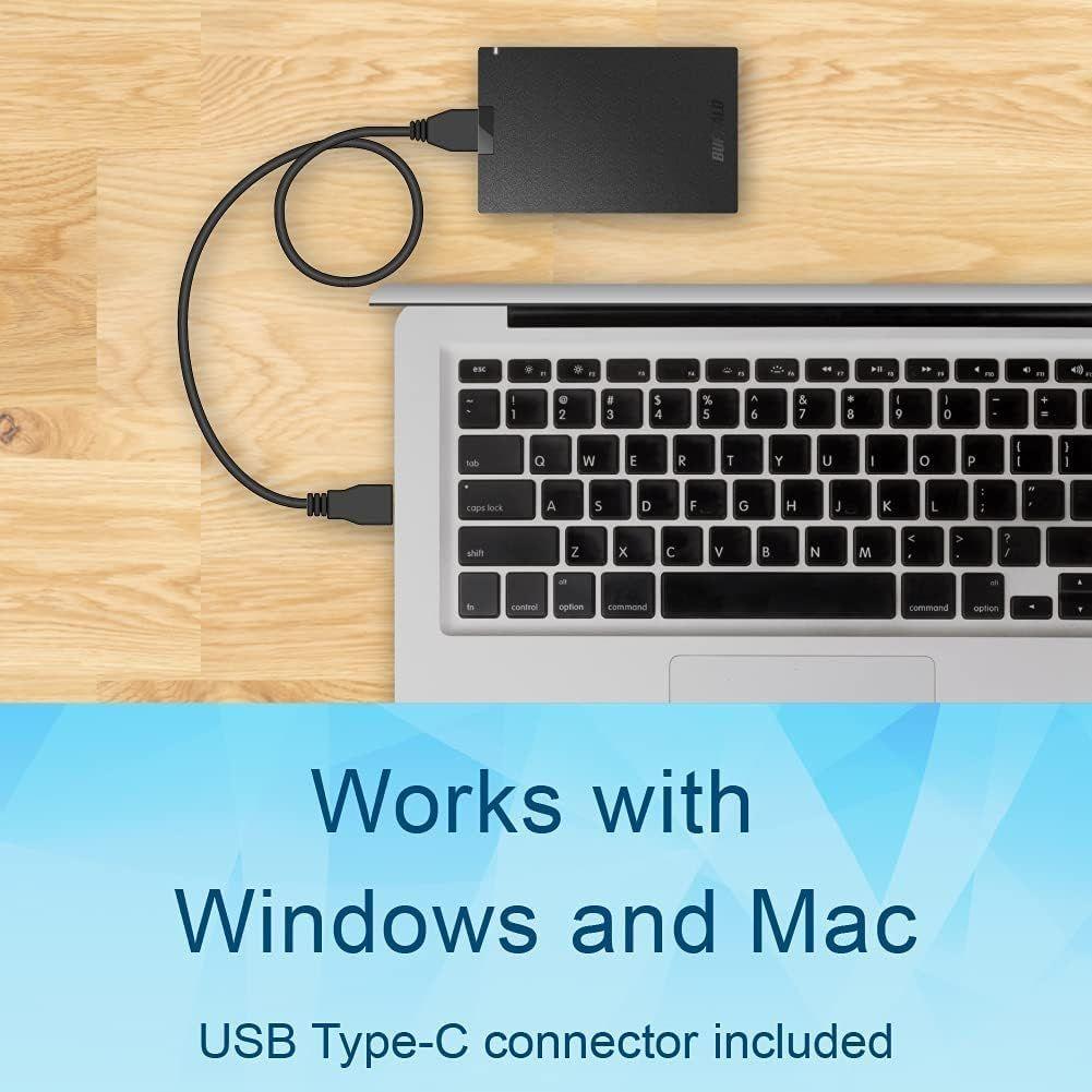 BUFFALO 外付けSSD 2TB - PS4 / PS5 / Windows/Mac対応 - USB-C - USB-A - USB 3.2 - 外付けソリッドステートドライブ - SSD-PG2.0U3B
