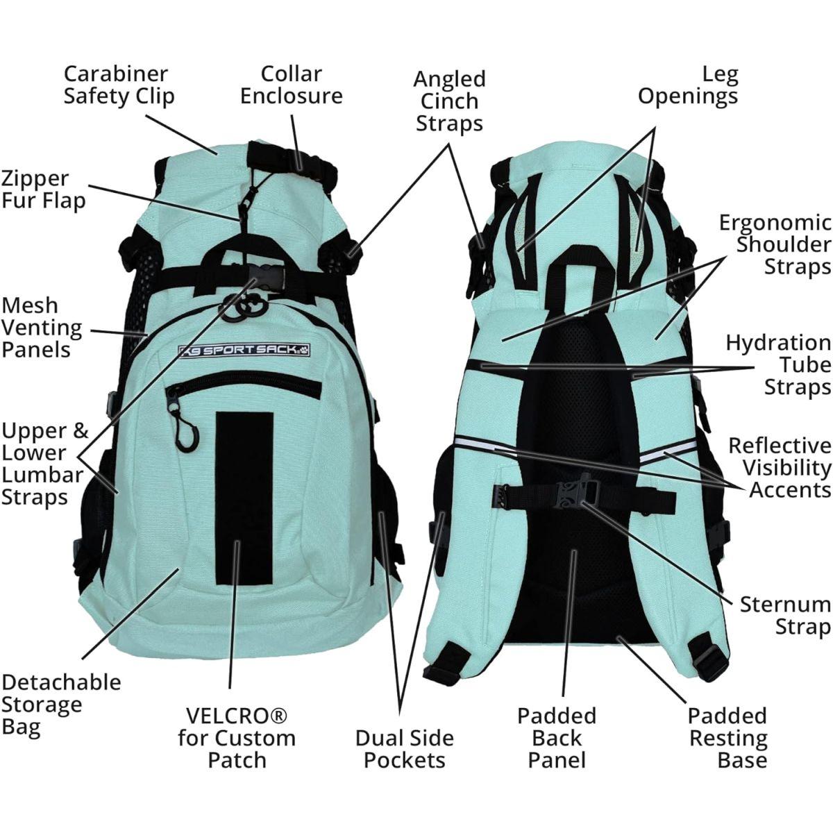 K9 Sport Sack (K9スポーツサック) | ペット 犬 小型・中型 キャリーバッグ バックパック | 収納バッグ付きの前向き 調節可能なバッグ | 通気性 獣医師の推奨(大、エアプラス - サマーミント)