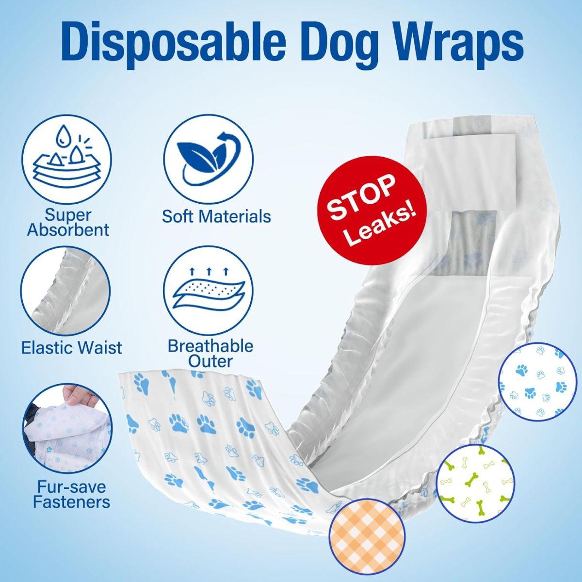 Pet Soft ペット ソフト 使い捨て オス 犬用ラップ - オス犬用おむつ 子犬用おむつ 72枚 Mサイズ