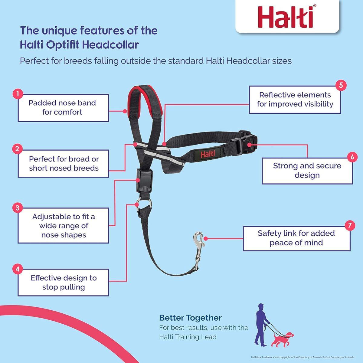 Halti Optifit ヘッドカラー 犬 引っ張り防止 首輪 大型犬 ブラック Lサイズ