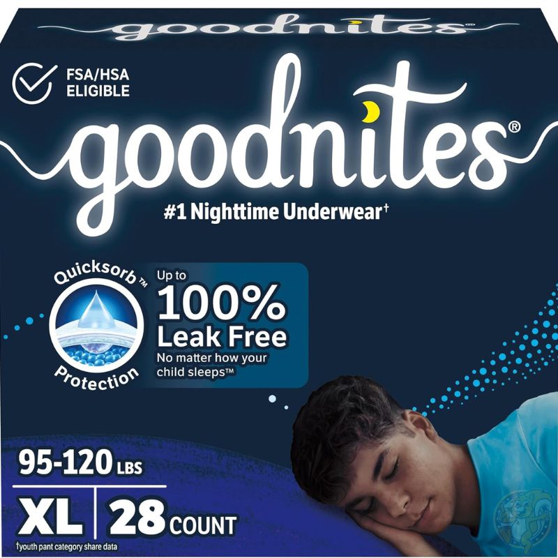 Goodnites Nighttime Bedwetting Underwear, Boys' XL (95-120 lbs), 28 Ct