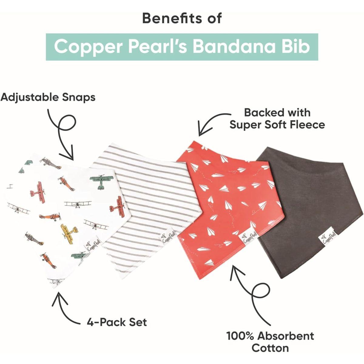 Copper Pearl (コッパーパール) よだれかけ 吸水 速乾 おしゃれ スタイセット バンダナビブ 4枚セット ブルーム