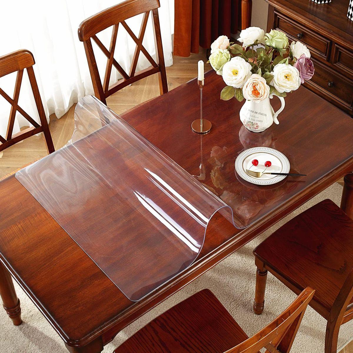 OstepDecor テーブルクロス 透明 デスクマット 120 x 240cm 厚さ2mm PVC製 テーブルクロス ビニール 透明?布, 防塵・防水・耐久・耐熱 矩形サイズ選択可能,カスタマイズ可能