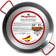 MAGEFESA? カーボンパエリアパン 32インチ - 81cm 31食分 炭素鋼製 抵抗と軽さを向上させるディンプル付き 屋外での調理に最適 バレンシアパエリアを調理する