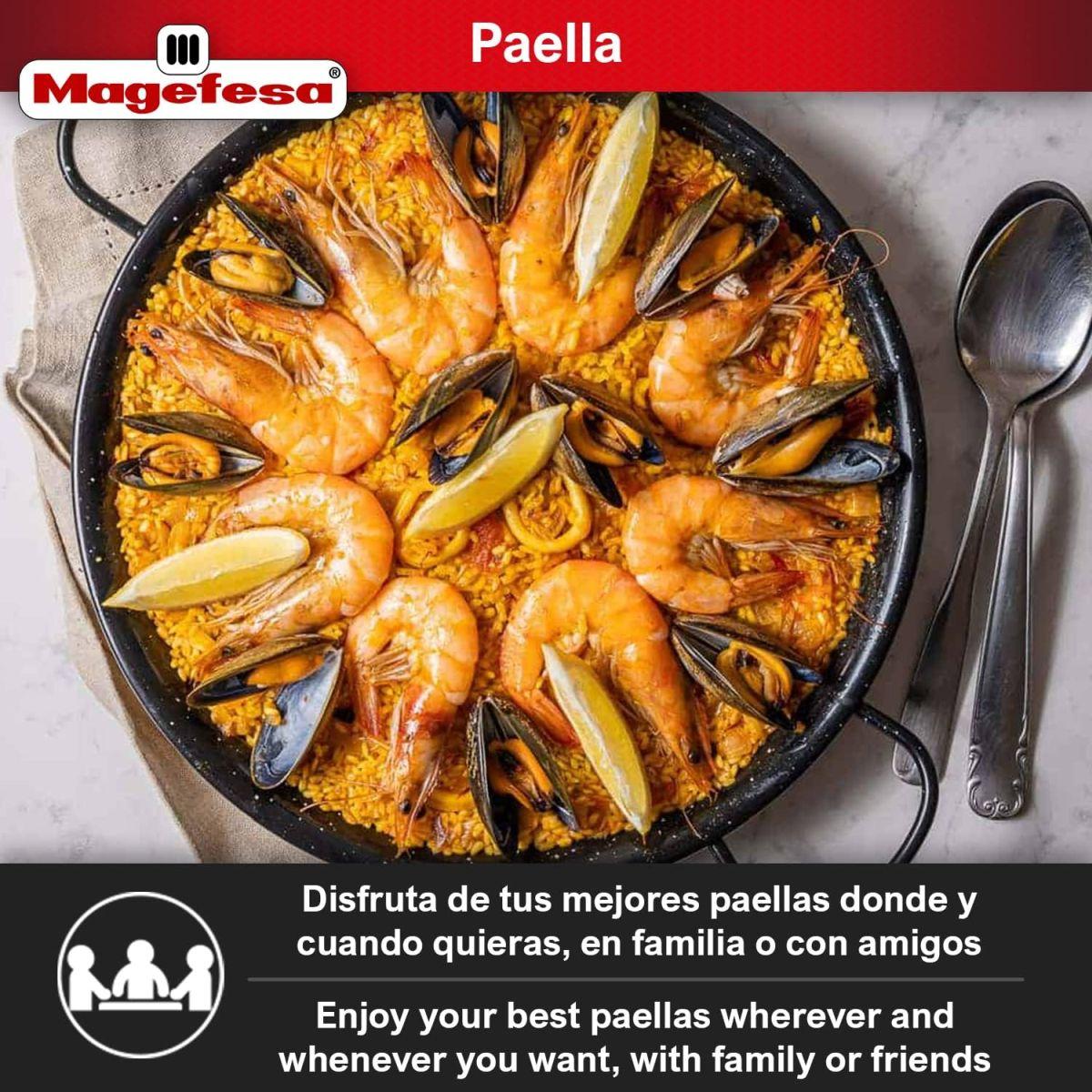 (Enamel, 30cm ) - MageFesa Enamelled Steel Paella Pan, 30cm