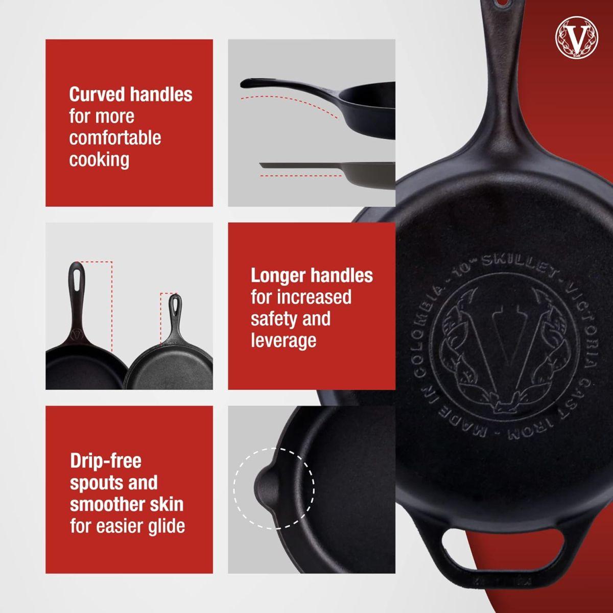 VICTORIA ビクトリア 10インチ スキレット フライパン 25cm SKL210 鋳鉄 Skillet シーズニング済み... (10インチ)