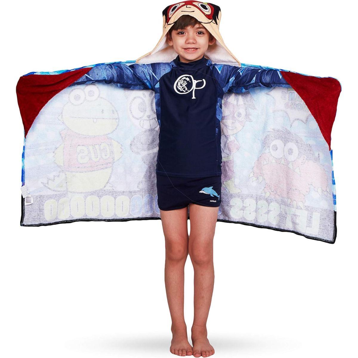 Franco Kids Bath and Beach ソフトコットンテリーフード付きタオルラップ 24インチ x 50インチ Ryan's World
