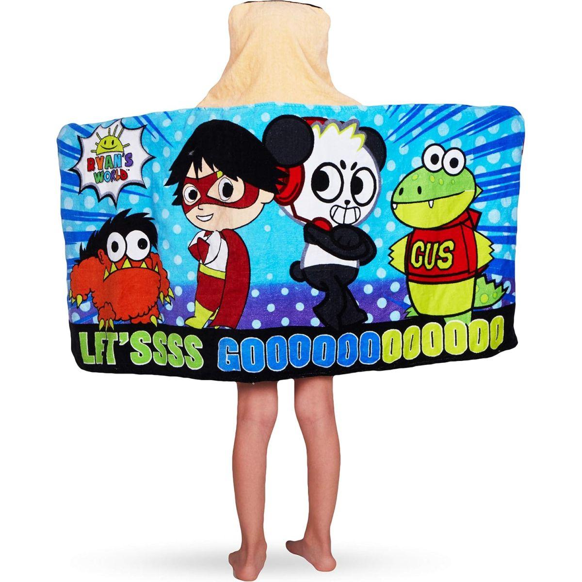 Franco Kids Bath and Beach ソフトコットンテリーフード付きタオルラップ 24インチ x 50インチ Ryan's World