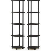 フリノ(Furinno) 5段コーナーシェルフ・コーナーラック 2台セット 高さ146.6×幅29.5×奥行29.5cm Turn-N-Tube カラー:エスプレッソ/ブラック ?2-99811EX/BK