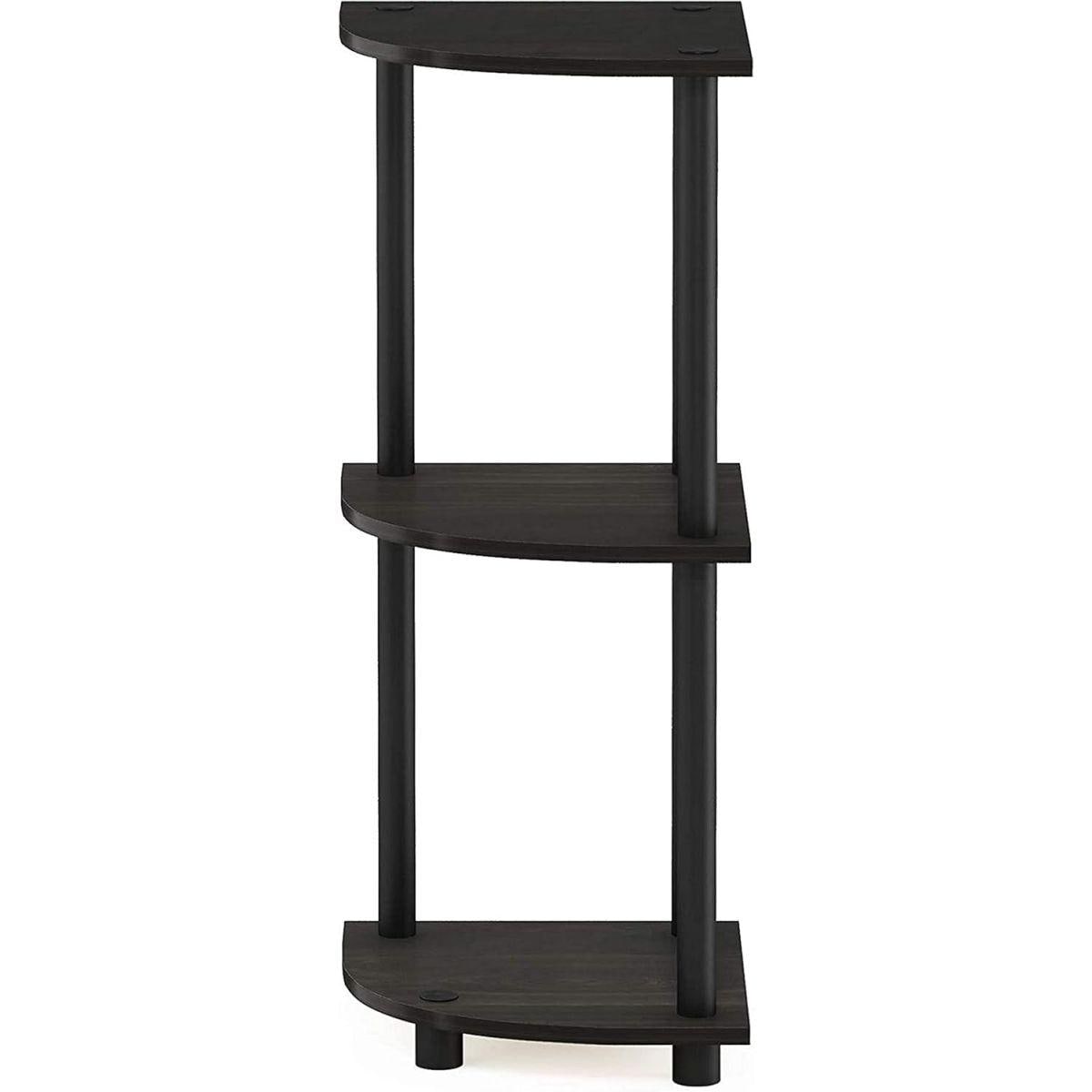 フリノ(Furinno) 3段コーナーシェルフ・コーナーラック 高さ75.2×幅29.5×奥行29.5cm Turn-N-Tube カラー:エスプレッソ/ブラック 12077EX/BK