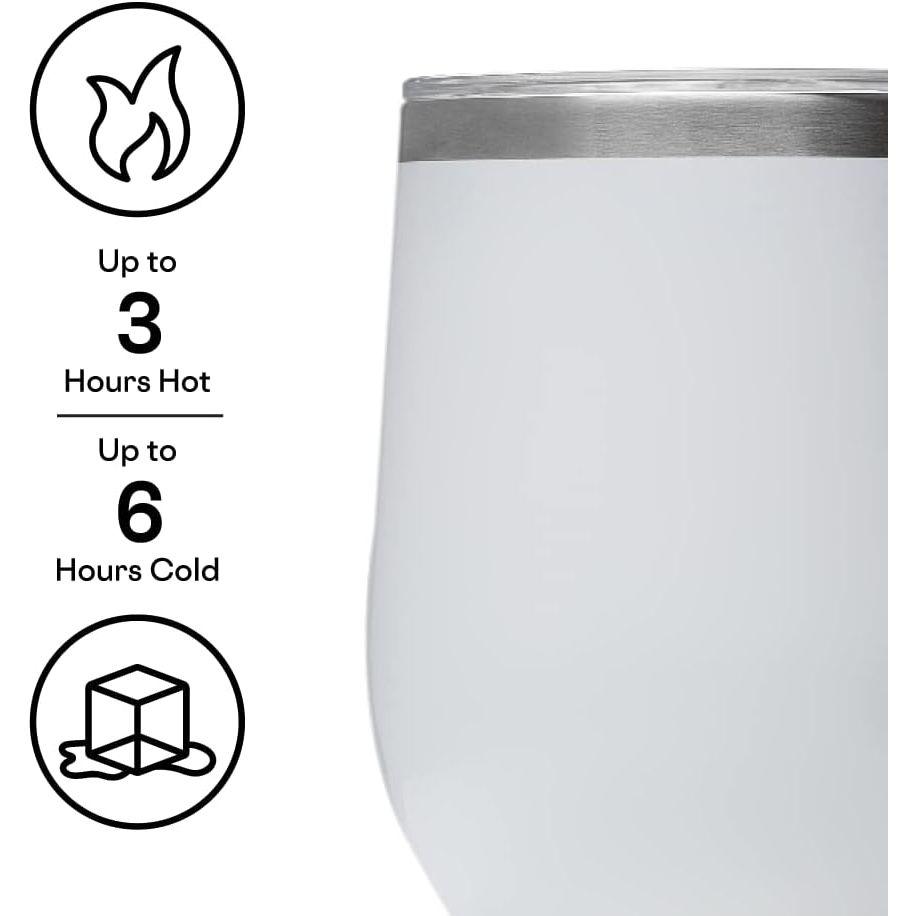 Corkcicle 12 オンス トリプル断熱 ステムレス (ワインに最適) / 12 オンス トリプル断熱 タンブラー (コーヒー、カクテル、紅茶に最適) 12 Oz Stemless Wine Glass ホワイト 2312GW